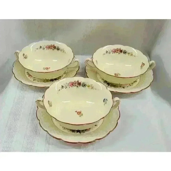 Set of 3-Coalport-S. Brookdale-Cream Soup Sets - Picture 1 of 5